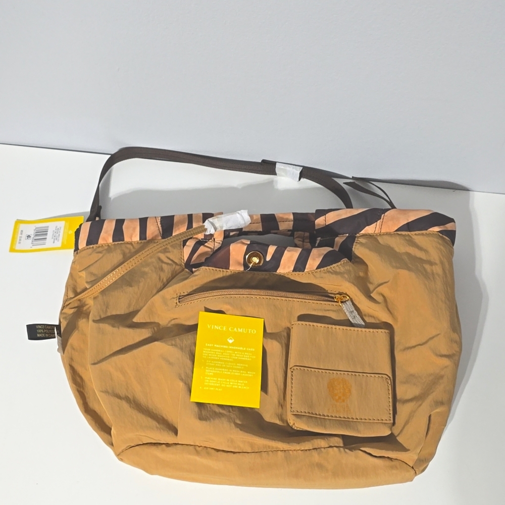 Vince Camuto Black and Tan Shoulder Bag with Zebra Print - Picture 8 of 14